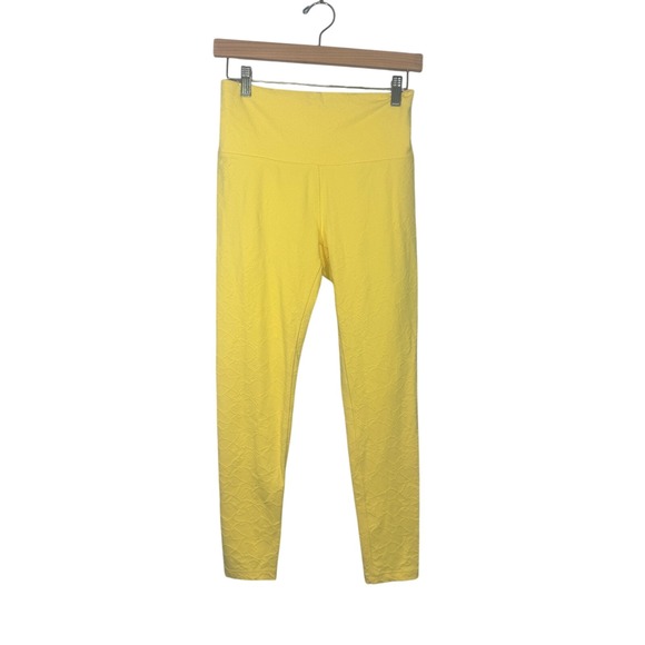CALIA By Carrie Underwood Yellow Embossed High Waist‎ Athletic Leggings Size M - Picture 1 of 7